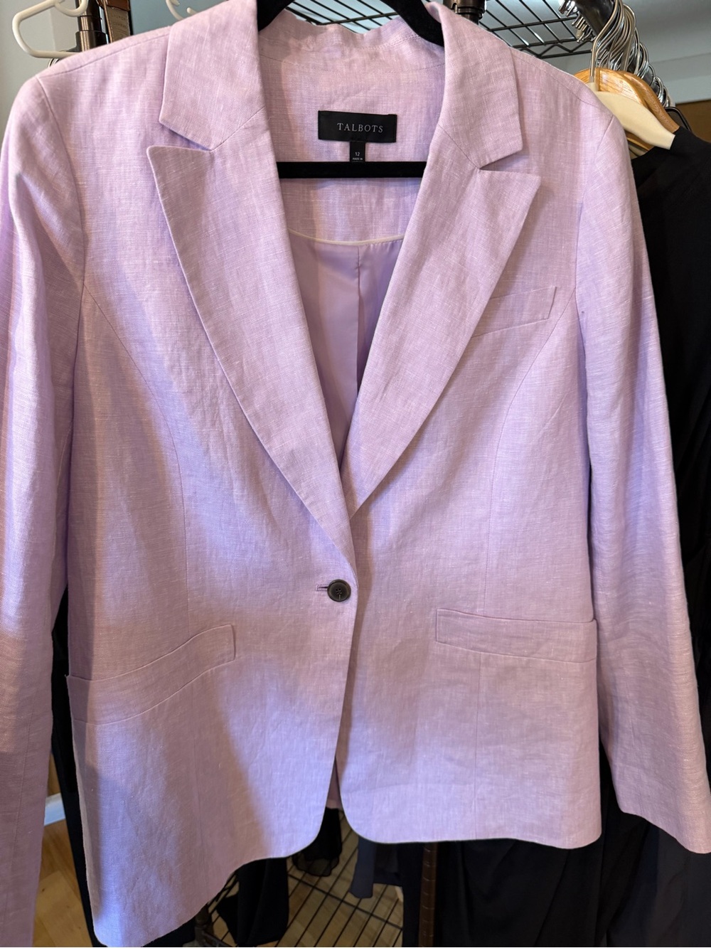 Talbots Light Lilac Linen-Blend Single-Button Blazer